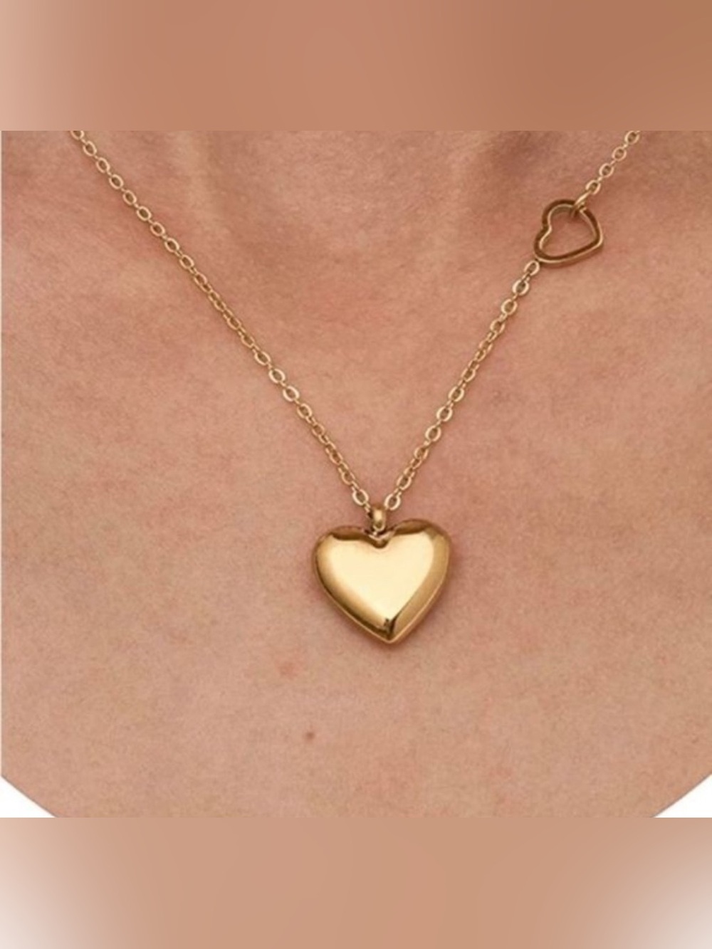 18K GOLD Plated Heart Chain Necklace